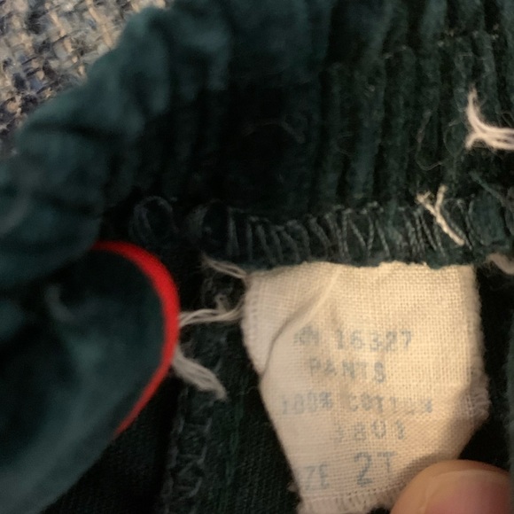 Vintage green VELVET embroidered flower Christmas overalls Christmas outfit - Picture 4 of 4